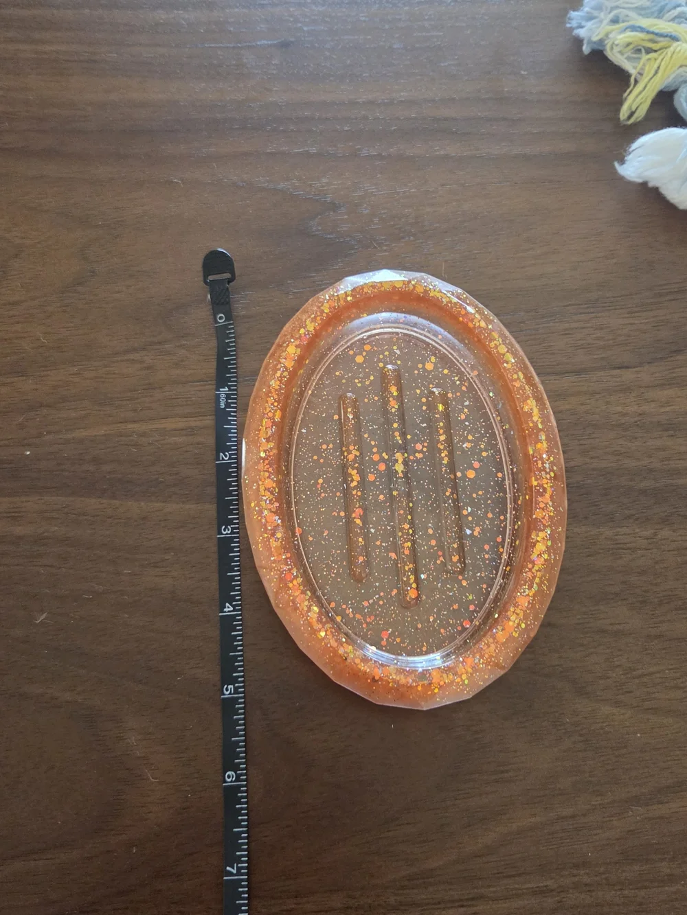 Oval Glitter Resin Soap Dish - Brownish with Orange/Brown  Sparkles
